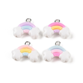 Opaque Resin Pendants, Macaron Color Charms with Platinum Plated Iron Loops, Mixed Color, Cloud, 15x18x5mm, Hole: 2mm