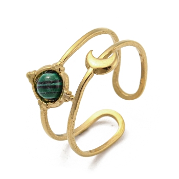 304 Stainless Steel with Synthetic Malachite Ring, Inner Diameter: 17mm