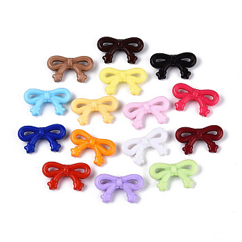 Opaque Acrylic Beads, Bowknot, Mixed Color, 19~19.5x33x9.5mm, Hole: 2mm, about 263pcs/500g
