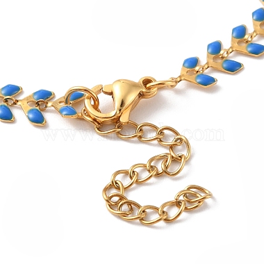 Enamel Ear of Wheat Link Chains Bracelet(BJEW-P271-02G-02)-4