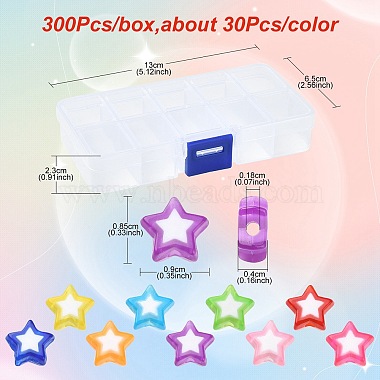 300Pcs 10 Colors Star Acrylic Beads(TACR-YW0001-93)-2