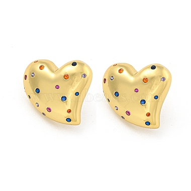 Colorful Heart Cubic Zirconia Stud Earrings