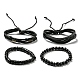 4Pcs 4 Style Adjustable Braided Imitation Leather Cord Bracelets Set(BJEW-F458-07)-2