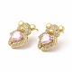 Rack Plating Brass Micro Pave Cubic Zirconia Stud Earrings for Women(EJEW-H091-20G)-1
