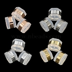 16Pcs 4 Colors Silicone Ear Nuts, Earring Backs, with Brass Findings, Hexagon, Cadmium Free & Nickel Free & Lead Free, Mixed Color, 6x7x4.5mm, Hole: 0.7mm, 4pcs/color(SIL-YW0001-02)