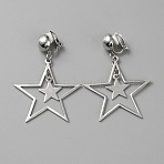Brass Clip-on Earrings, Iron Star Drop Earrings for Women, Platinum, 55.5x38mm(EJEW-WH0019-29P)