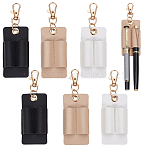 6Pcs 3 Colors Rectangle PU Leather Pendant Decorations, Pen Clip, with Swivel Clasps, Mixed Color, 120mm, 2pcs/color(HJEW-GF0001-77)