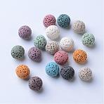 Unwaxed Natural Lava Rock Beads, for Perfume Essential Oil Beads, Aromatherapy Beads, Dyed, Round, No Hole/Undrilled, Mixed Color, 16mm(G-F325-16mm-M)