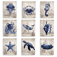 Chemical Fiber Oil Canvas Hanging Painting, Home Wall Decoration, Rectangle, Sea Animals, 250x200mm, 9 style, 1pc/style, 9pcs/set(AJEW-WH0173-110)