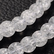 Synthetic Crackle Quartz Beads Strands, Round, Synthetic Crystal, Clear, Clear, 6mm, Hole: 1mm, about 68 pcs/strand, 15.5 inch(GBA092-6MM)