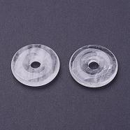 Natural Quartz Crystal Pendants, Rock Crystal Pendants, Donut/Pi Disc, Donut Width: 11.5~12mm, 29~30x5~6mm, Hole: 6mm(G-F524-G02)
