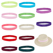 Ultra Wide Thick Flat Elastic Hat Band, for Cowboy Hat, Bend Brim Fedora Hat, Straw Hat Decoration, Mixed Color, 25x550x1mm, 12 colors, 1pc/color, 12pcs/set(DIY-AB00002)