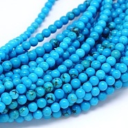 Natural Magnesite Round Bead Strands, Dyed & Heated, Cyan, 4mm, Hole: 1mm, about 96~100pcs/strand, 15.55 inch(TURQ-E022-38C-4mm)