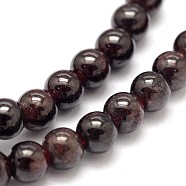 Garnet Round Beads Strands, 6mm, Hole: 1mm, about 62pcs/strand, 15.3 inch(G-O081-01-6mm)