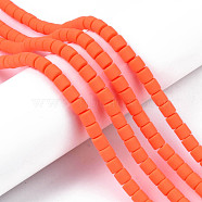 Handmade Polymer Clay Bead Strands, Column, Orange Red, 6.5x6mm, Hole: 1.2mm, about 61pcs/strand, 15.75 inch(40cm)(CLAY-ZX006-01O)