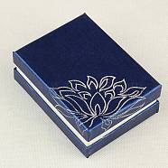 Rectangle Printed Cardboard Jewelry Necklace Boxes, Velours inside, Blue, 90x68x33mm(CBOX-E008-02)