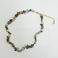 Natural & Synthetic Mixed Gemstone Chips Beaded Necklace for Women, 15.75 inch(40cm)(NJEW-FZ00004-04)