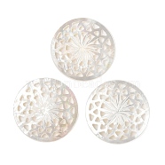 Natural White Shell Hollow Cabochons, Flower, 40x2.5mm(SSHEL-I026-19)