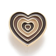 Heart Enamel Pin, Creative Alloy Badge for Backpack Clothes, Golden, Brown, 24x23x1.5mm(JEWB-E014-01G-04)