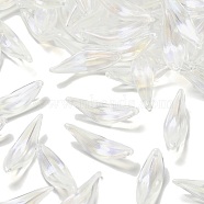 Transparent Acrylic Beads,  Leaf, with Glitter Powder, Clear, 39x12x3.5mm, Hole: 1.6mm, about 420pcs/500g(MACR-K359-29)