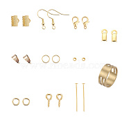 DIY Jewelry Findings, Brass Crimp Beads, Iron Head Pins, Ribbon Ends, Earring Hook, Screw Eye Pin Bail Peg, Snap on Bail, Jump Ring, Zinc Alloy Lobster Claw Clasps, Golden, 13x6.8x2.1cm(DIY-X0098-15G)