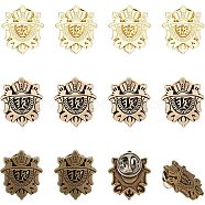 CHGCRAFT 12Pcs 3 Colors Alloy Shield Crown Brooch Pin, Medal Badge for Backpack Clothes, Mixed Color, 2123x17~19x1.5mm, 4Pcs/color(JEWB-CA0001-17)