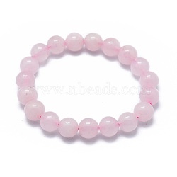 Natural Rose Quartz Bead Stretch Bracelets, Round, Dyed, 2 inch~2-3/8 inch(5~6cm), Bead: 5.8~6.8mm(BJEW-K212-A-045)