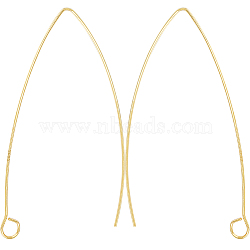 5 Pairs 925 Sterling Silver Earring Hooks, Marquise Ear Wire, Real 18K Gold Plated, 36~39x18x0.6mm, Hole: 2mm, Pin: 0.6mm(STER-BBC0005-91)