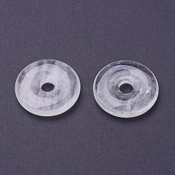 Natural Quartz Crystal Pendants, Rock Crystal Pendants, Donut/Pi Disc, Donut Width: 11.5~12mm, 29~30x5~6mm, Hole: 6mm(G-F524-G02)