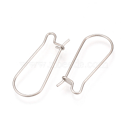 Tarnish Resistant 304 Stainless Steel Hoop Earrings Findings, Stainless Steel Color, 25x11mm, 20 Gauge, Pin: 0.8mm(STAS-Q223-11C)