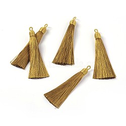 Nylon Tassel Big Pendants, with Iron Findings, Golden, Goldenrod, 86x9.5mm, Hole: 3x5mm(FIND-F008-F07)