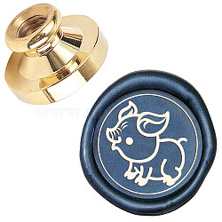 DIY Scrapbook, Brass Wax Seal Stamp Head, Pig, Golden, 25x14mm(AJEW-WH0099-736)