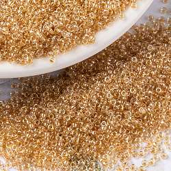 MIYUKI Round Rocailles Beads, Japanese Seed Beads, 15/0, (RR234) Sparkling Metallic Gold Lined Crystal, 15/0, 1.5mm, Hole: 0.7mm, about 250000pcs/pound(SEED-G009-RR0234)