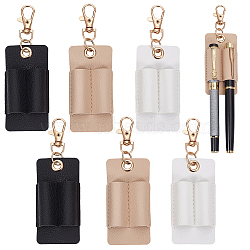 6Pcs 3 Colors Rectangle PU Leather Pendant Decorations, Pen Clip, with Swivel Clasps, Mixed Color, 120mm, 2pcs/color(HJEW-GF0001-77)