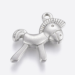 Tarnish Resistant 304 Stainless Steel Pendants, Horse, Stainless Steel Color, 20x19x4mm, Hole: 2mm(STAS-P197-031P)