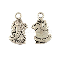 Tibetan Style Alloy Pendant, Christmas Santa Claus, Lead Free & Cadmium Free, Antique Silver, 22x13x3mm, Hole: 2.5mm(X-TIBEP-GC157-AS-RS)