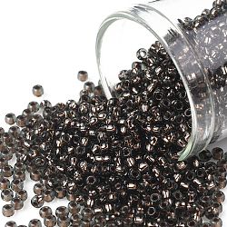 TOHO Round Seed Beads, Japanese Seed Beads, (750) Copper Lined Black Diamond, 11/0, 2.2mm, Hole: 0.8mm, about 1110pcs/bottle, 10g/bottle(SEED-JPTR11-0750)