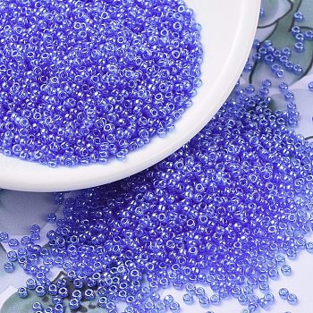 MIYUKI Round Rocailles Beads, Japanese Seed Beads, 11/0, (RR175) Transparent Sapphire Luster, 2x1.3mm, Hole: 0.8mm, about 50000pcs/pound