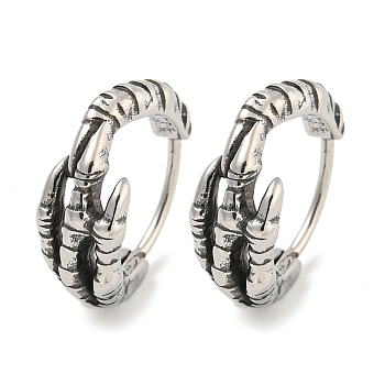 316 Surgical Stainless Steel Hoop Earrings, Antique Silver, Ring, 15x6.5mm