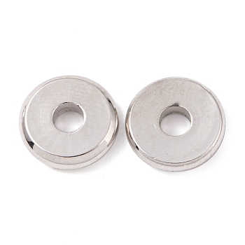 Brass Beads, Cadmium Free & Lead Free, Long-Lasting Plated, Disc, Platinum, 10x2mm, Hole: 1.6mm