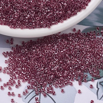 MIYUKI Delica Beads, Cylinder, Japanese Seed Beads, 11/0, (DB0924) Sparkling Cranberry Lined Crystal, 1.3x1.6mm, Hole: 0.8mm, about 10000pcs/bag, 50g/bag