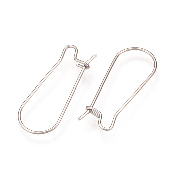 304 Stainless Steel Hoop Earrings Findings, Stainless Steel Color, 25x11mm, 20 Gauge, Pin: 0.8mm