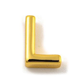 Brass Pendants, Real 18K Gold Plated, Letter L, 8x6x3mm, Hole: 1.2mm