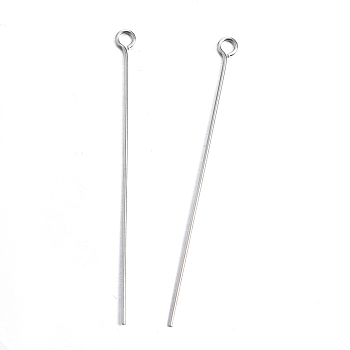 304 Stainless Steel Eye Pin, Stainless Steel Color, 48mm, Hole: 2mm, Pin: 0.8mm