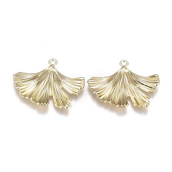 Alloy Jewelry Pendants, Ginkgo Leaf, Light Gold, 24x32x2.5mm, Hole: 2mm