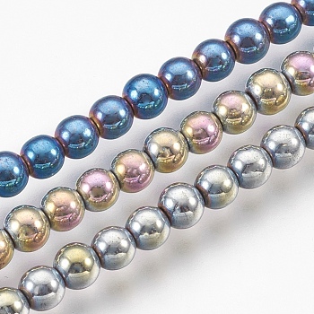 Electroplate Non-magnetic Synthetic Hematite Beads Strands, Long-Lasting Plated, Round, Mixed Color, 4~4.5mm, Hole: 1mm, about 101pcs/strand, 15.55 inch(39.5cm) 