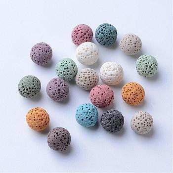 Unwaxed Natural Lava Rock Beads, for Perfume Essential Oil Beads, Aromatherapy Beads, Dyed, Round, No Hole/Undrilled, Mixed Color, 16mm