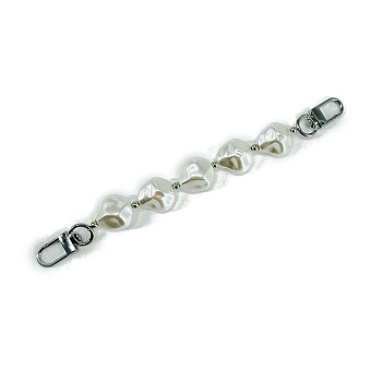 Nuggets Resin Imitation Pearl Bag Chain, with Metal Clasps, for Bag Replacement Accessories, Platinum, 19cm