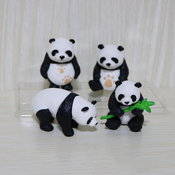 PVC Panda Figurine Display Decoration, for Home Decoration, White, 45~60mm