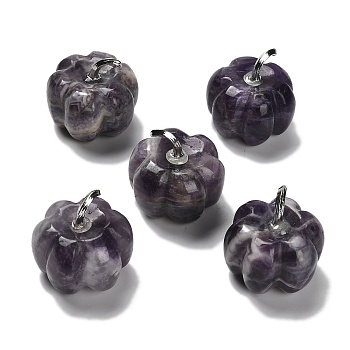 Natural Amethyst Bell Pepper Figurines, for Home Desktop Decoration, with Alloy Findings, 29x30mm